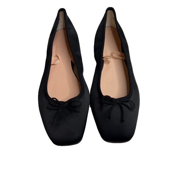 J.Crew $128 Quinn Ballet Flats in Satin Black Size 9.5 BX874 - Picture 1 of 10